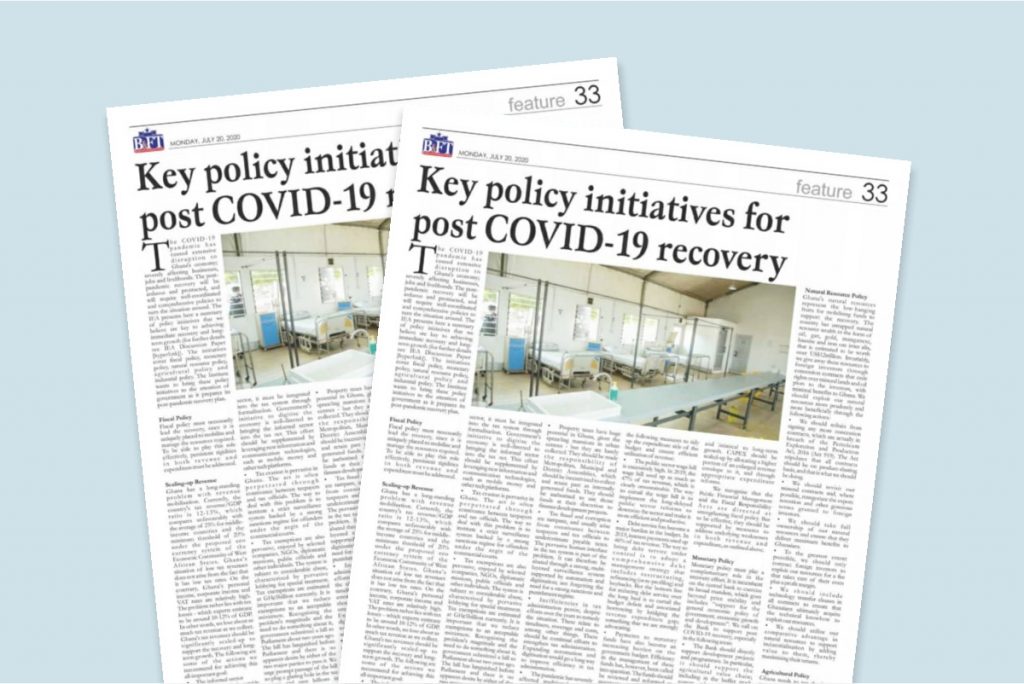 Key Policy Initiatives for Post COVID-19 Recovery – Institute of Economic Affairs (IEA) Ghana Key Policy Initiatives for Post COVID-19 Recovery