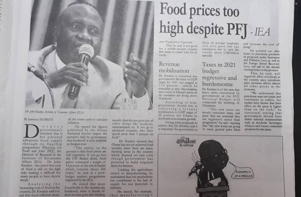 Food Prices Too High Despite PFJ – IEA