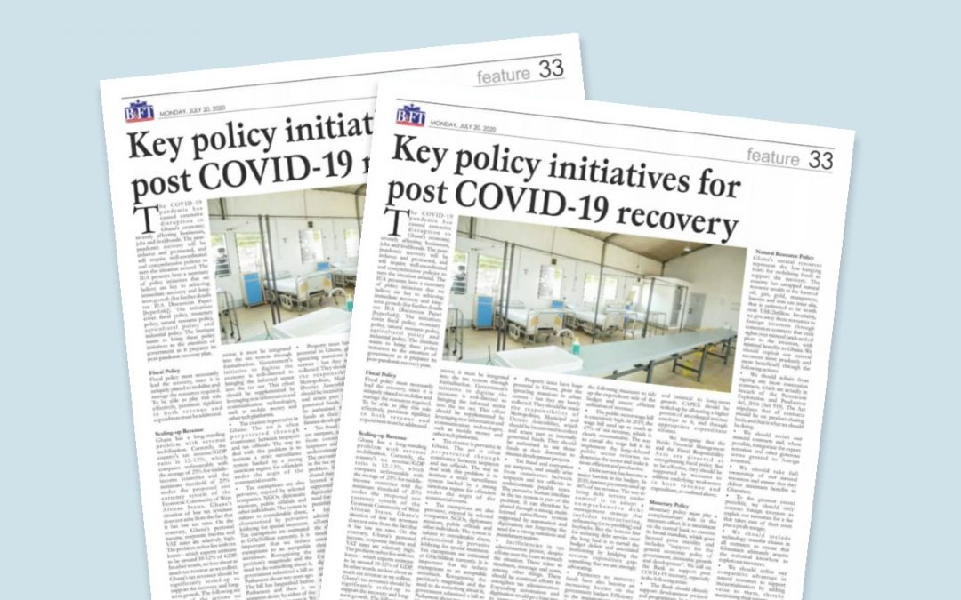 Key Policy Initiatives for Post COVID-19 Recovery